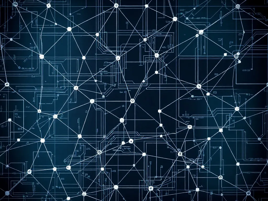 A high-tech digital background with silver and chrome geomet